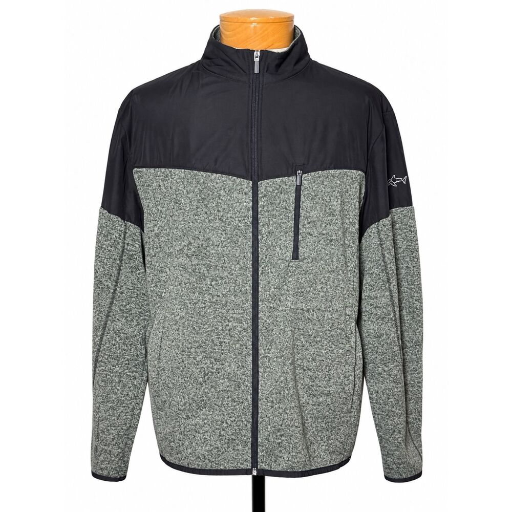 Greg Norman Attack Life Hybrid Sweater Fleece Jacket Full Zip XL Green Black